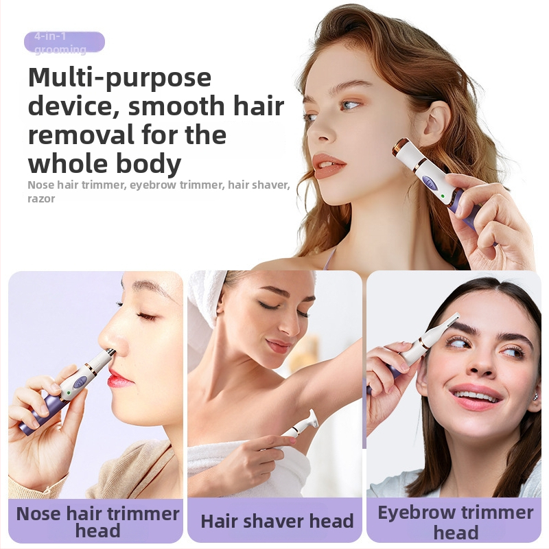 4-in-1 USB-töltéses elektromos testborotva, orrszőr-trimmerrel, teljes testápolási készlet, modell S-781