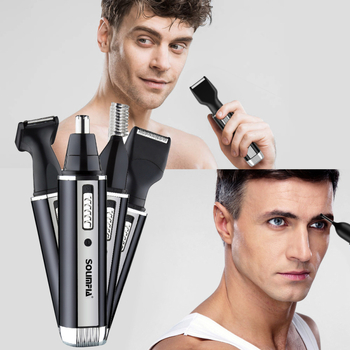 SOLIMPIA 4-u-1 električni uređaj za nosne dlačice, brijanje i oblikovanje obrva — punjiv, vodootporan, periv pod vodom, baterija 500–800 mAh, trajanje rada preko 7 dana