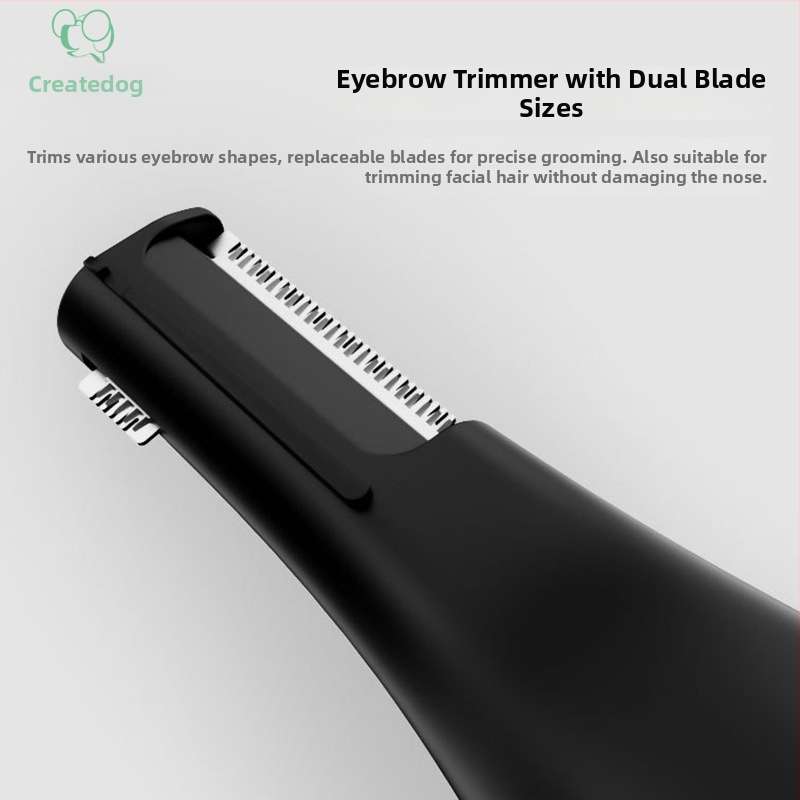 Tromer za nos s dvostrukom glavom, punjiv, ugrađena baterija 300–500 mAh, odvojiva i periva glava rezanja, unisex