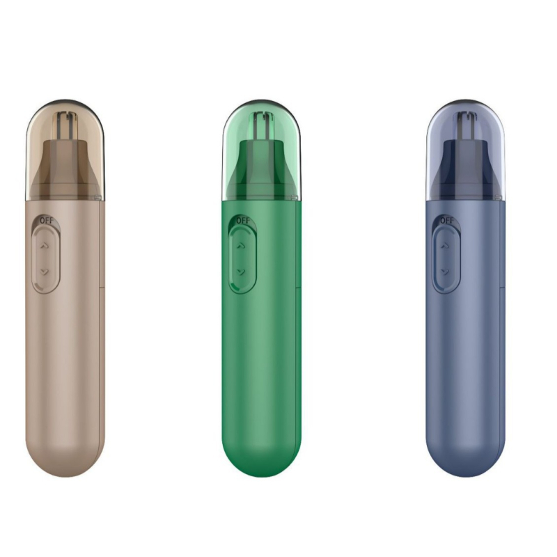 Trimer za nosne dlačice – okrugla glava; ABS + nehrđajući čelik; odvojiva i periva oštrica; napajanje baterijom