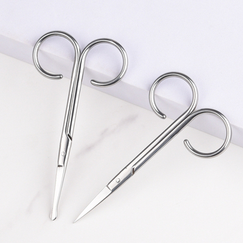 Nerđajuće čelične škare za obrve i dlačice nosa s oštrim vrhovima – kozmetički alat Xingguan, podrijetlo Yangjiang