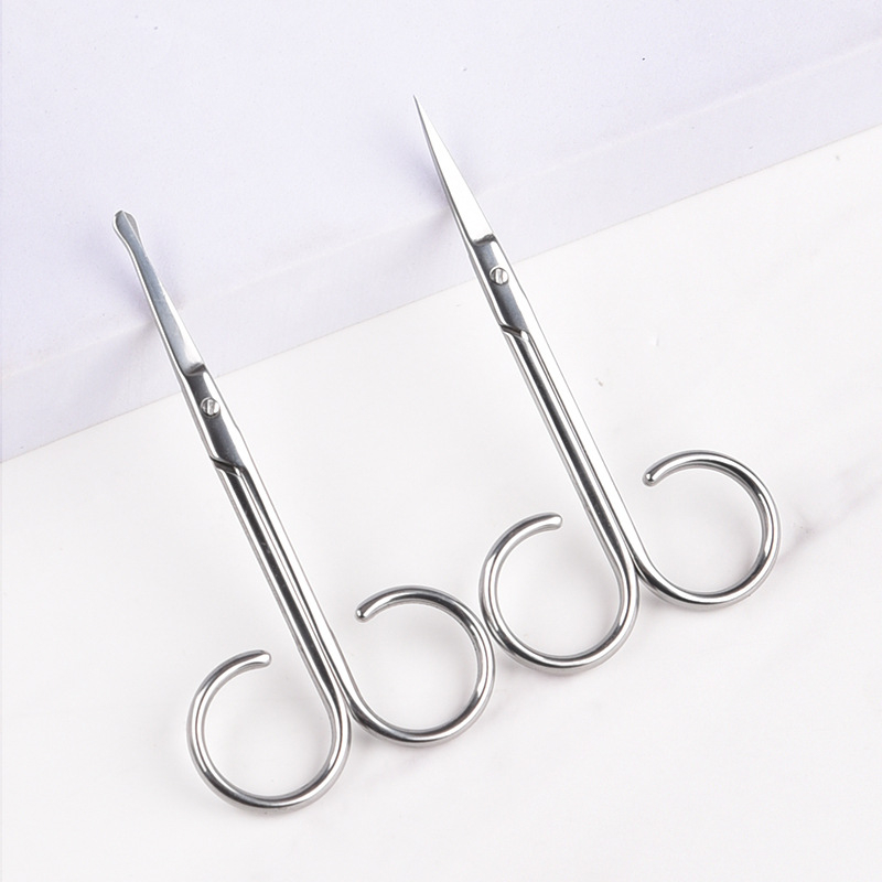 Nerđajuće čelične škare za obrve i dlačice nosa s oštrim vrhovima – kozmetički alat Xingguan, podrijetlo Yangjiang