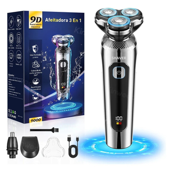 Električni brijač s plutajućom glavom od tri oštrice, potpuno periv, LED zaslon, USB punjenje, ugrađena baterija 500–800 mAh, trajanje 45–60 minuta, vrijeme punjenja 2 sata