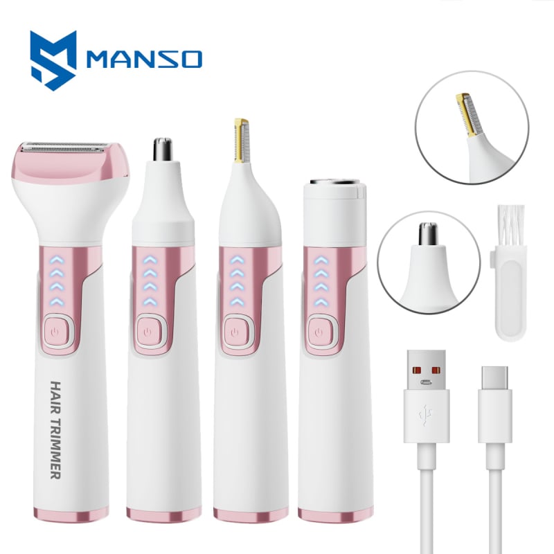 MANSO Električni brijač i uklanjanje dlaka – USB napajanje, mokro i suho korištenje, kućište od aluminijske legure, model MS-8500, oštrice od nehrđajućeg čelika