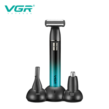 Elektromos borotva és 3-in-1 fül- és orrszőr-trimmelő – USB töltés, modell V-628, 60 perc akkumulátor-üzemidő, rozsdamentes acél pengék, nedves és száraz használat