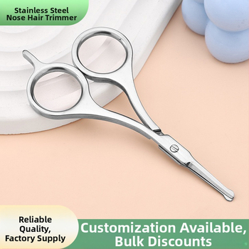 Nerezový zastrihávač obočia a chĺpov v nose, s guľatou hlavou, viacúčelový pre fúzy a kozmetické nožnice