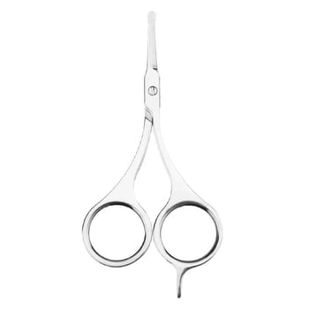 Тример за вежди и носни косми от неръждаема стомана с кръгла глава, мултифункционално подстригване на брада и козметични ножици