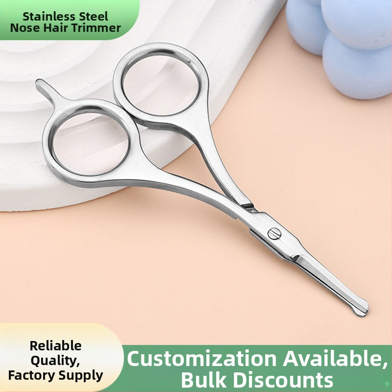 Nerezový zastrihávač obočia a chĺpov v nose, s guľatou hlavou, viacúčelový pre fúzy a kozmetické nožnice
