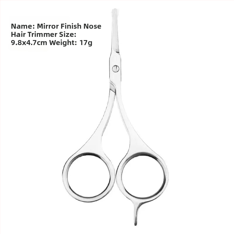 Nerezový zastrihávač obočia a chĺpov v nose, s guľatou hlavou, viacúčelový pre fúzy a kozmetické nožnice
