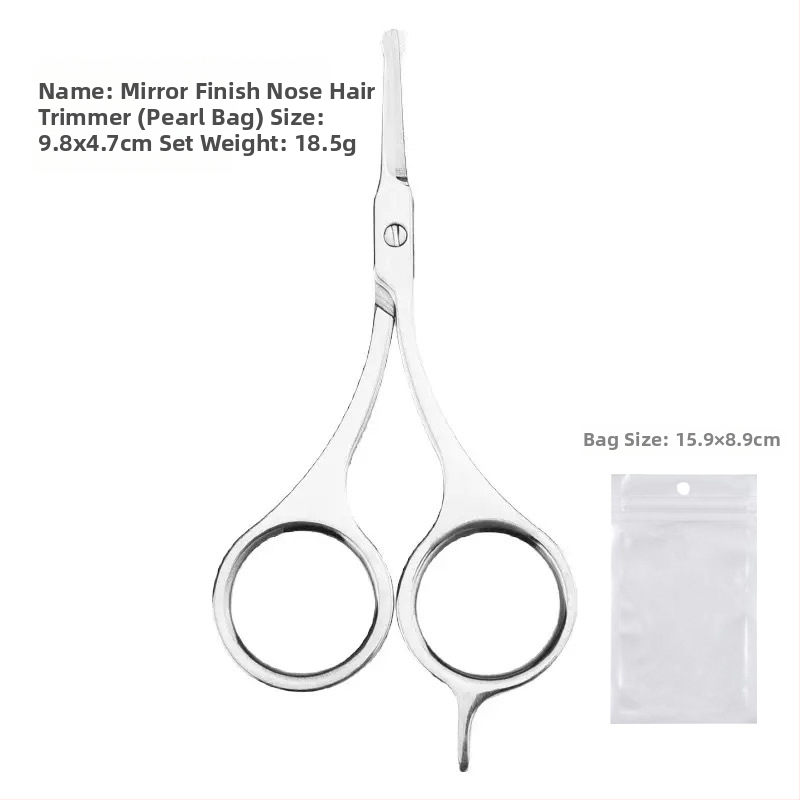Nerezový zastrihávač obočia a chĺpov v nose, s guľatou hlavou, viacúčelový pre fúzy a kozmetické nožnice