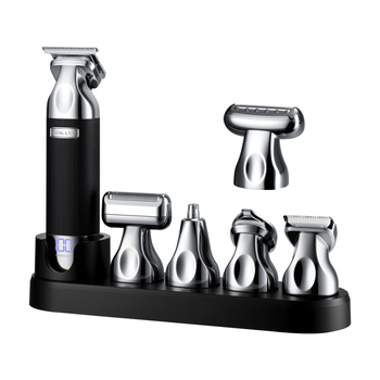 SOKANY 16102 6-in-1 hajvágó és arcszőrzet-trimmer, USB újratöltő, rozsdamentes acél pengék, leválasztható fej, víz alatti tisztítás