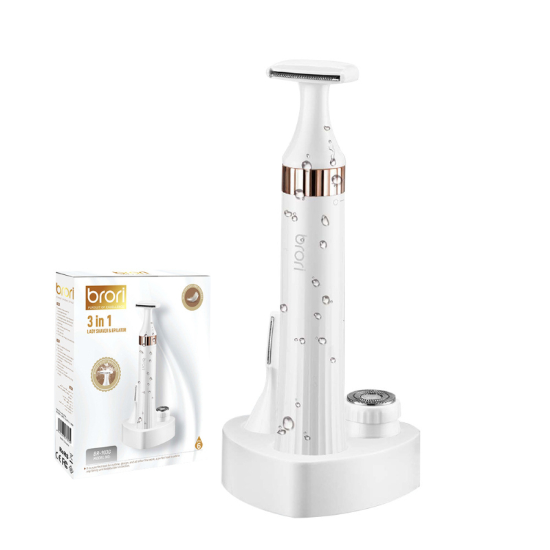 BR-203 3-in-1 férfi grooming készlet – újratölthető elektromos borotva, trimmelő és hajvágó, forgó penge, nedves és száraz használat