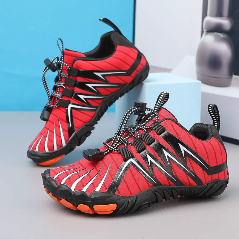 Παιδικά παπούτσια για υπαίθρια πεζοπορία — αντιολισθητική καουτσούκ σόλα, χαμηλό επάνω μέρος, μπροστινά κορδόνια, βαμβακερή επένδυση, κατάλληλα για βουνά και μονοπάτια