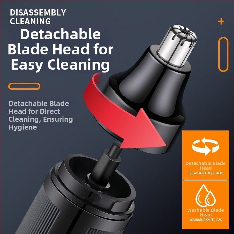 Trimmer electric pentru nas cu baterie încorporată, autonomie de peste 30 de zile, cap de tăiere detașabil și lavabil, carcasă din ABS