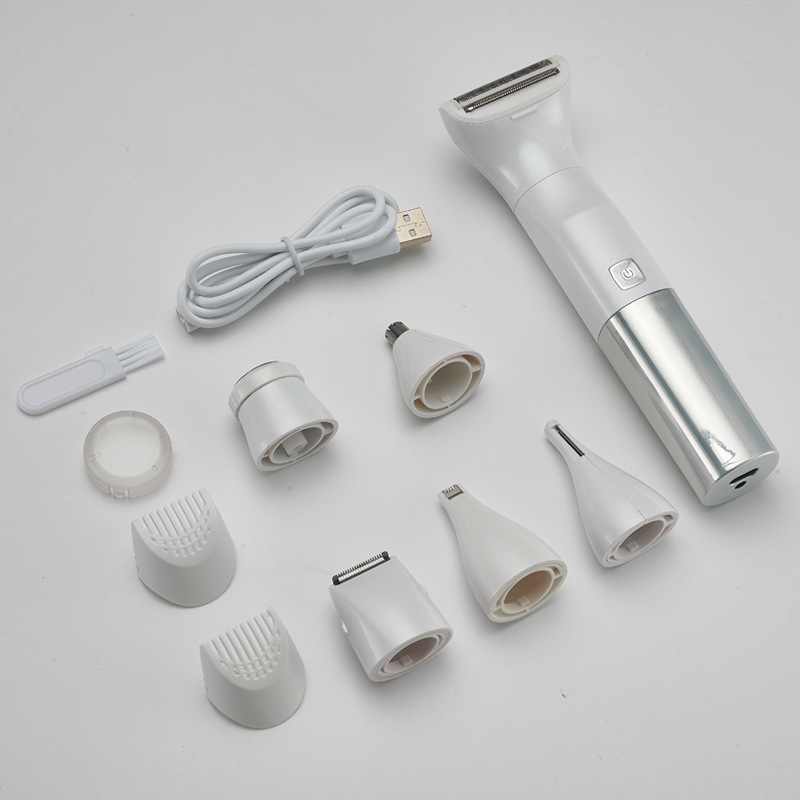 Női USB-töltéses elektromos borotva és trimming készlet, teljes testre mosható, rozsdamentes acél vágófej, kefés motor, FR-998 modell, 320 g, nedves és száraz használatra
