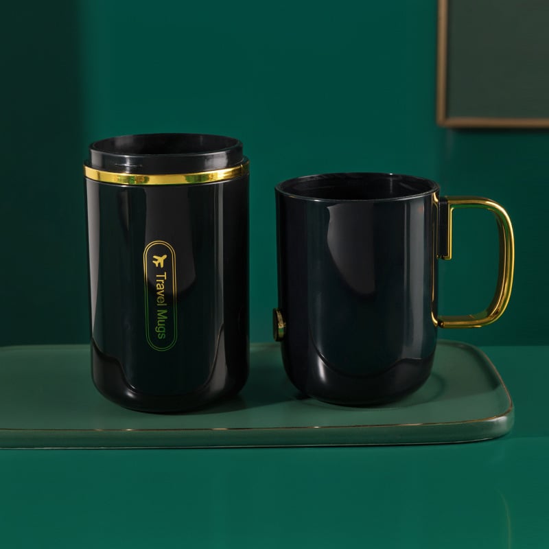 Jianfan Set Multifuncțional de Călătorie pentru Gură: Căniță de Clătire, PP Placat cu Aur, Depozitare 3-în-1 pentru Periuță și Pastă, Design Portabil Luxos, Imprimare Logo Disponibilă