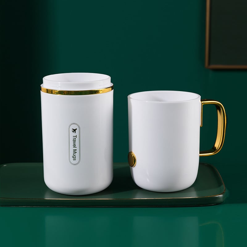 Jianfan Set Multifuncțional de Călătorie pentru Gură: Căniță de Clătire, PP Placat cu Aur, Depozitare 3-în-1 pentru Periuță și Pastă, Design Portabil Luxos, Imprimare Logo Disponibilă