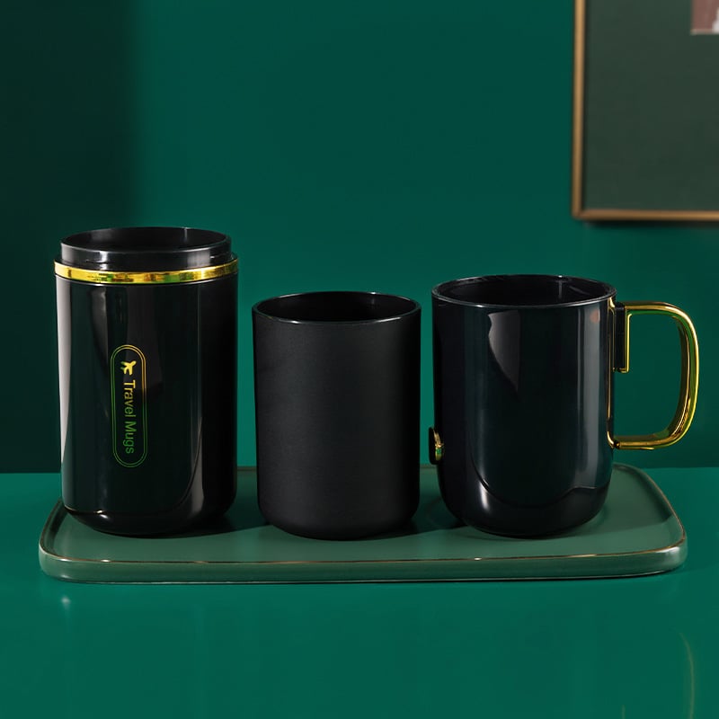 Jianfan Set Multifuncțional de Călătorie pentru Gură: Căniță de Clătire, PP Placat cu Aur, Depozitare 3-în-1 pentru Periuță și Pastă, Design Portabil Luxos, Imprimare Logo Disponibilă