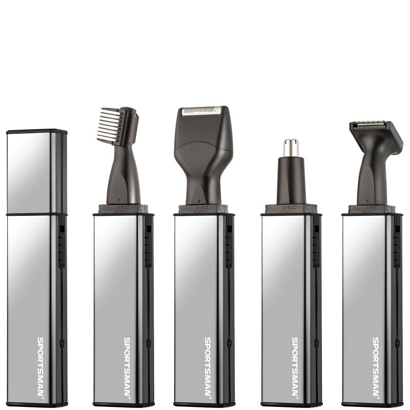 Električni mini trimer za lice – pet u jednom s USB punjenjem; za obrve, bradu, kosu i nos; odvojiva, periva glava oštrice; ugrađena baterija 100–300 mAh