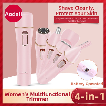 4 az 1-ben száraz elemű trimmer testre és arcra – orrlyukak szőrszálainak nyírása, szemöldök és oldalszakáll, modell BZ-3566, ABS tokkal