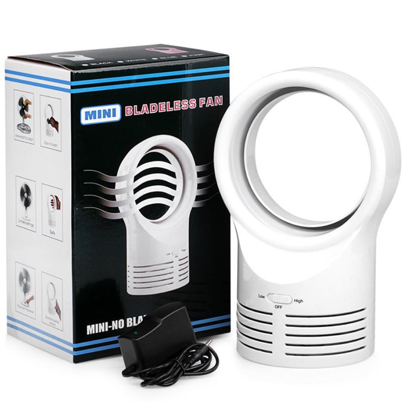 Stolni bezlopatni ventilator — USB napajanje, 2 brzine, buka < 36 dB, mijeljiva baterija, domet do 10 m²