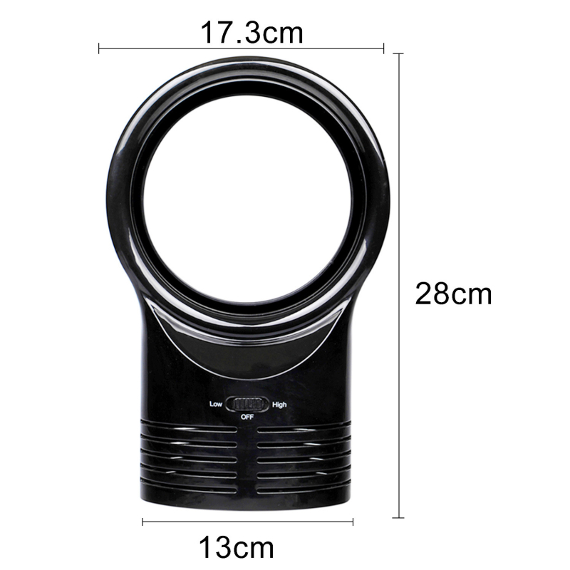 Stolni bezlopatni ventilator — USB napajanje, 2 brzine, buka < 36 dB, mijeljiva baterija, domet do 10 m²