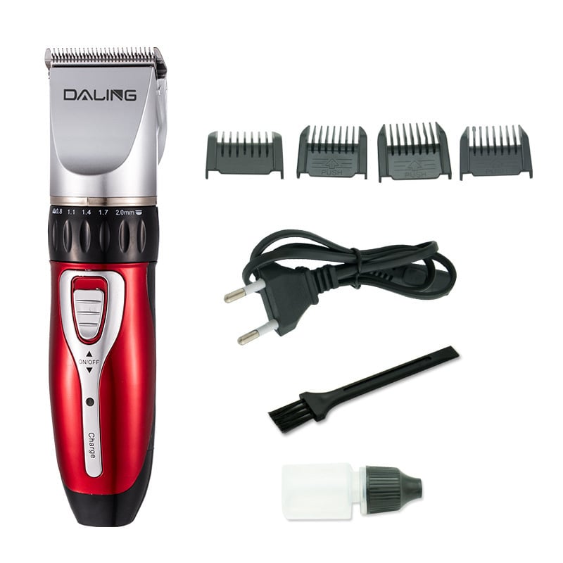 Daling JC-0817 újratölthető elektromos hajvágó – rozsdamentes acél vágófej, levehető tisztítófej, alkalmas felnőtteknek és gyerekeknek.