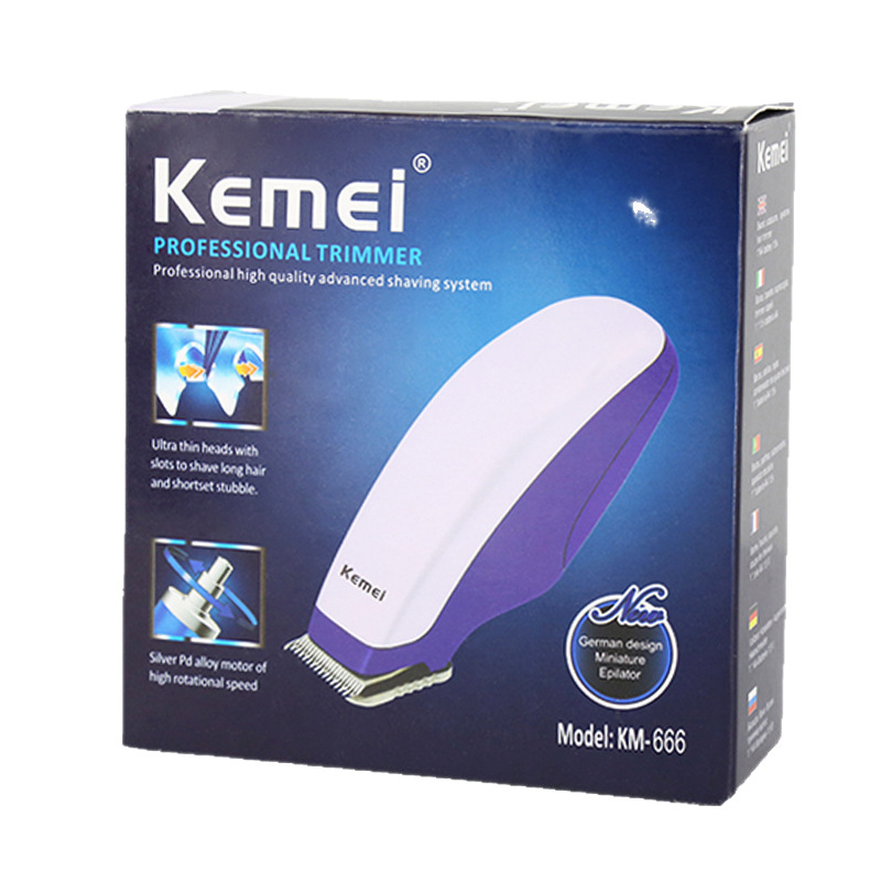 Kemei KM-666 Mini aparat za šišanje kose, baterijsko napajanje, tihi motor, nehrđajući čelični noževi, buka ispod 36 dB