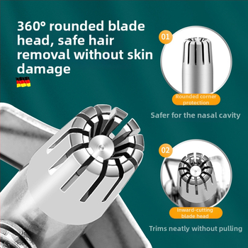 Zhuoqi zastrihávač nosových chĺpkov – nerezová oceľ, napájanie zo zásuvky, plne umývateľný