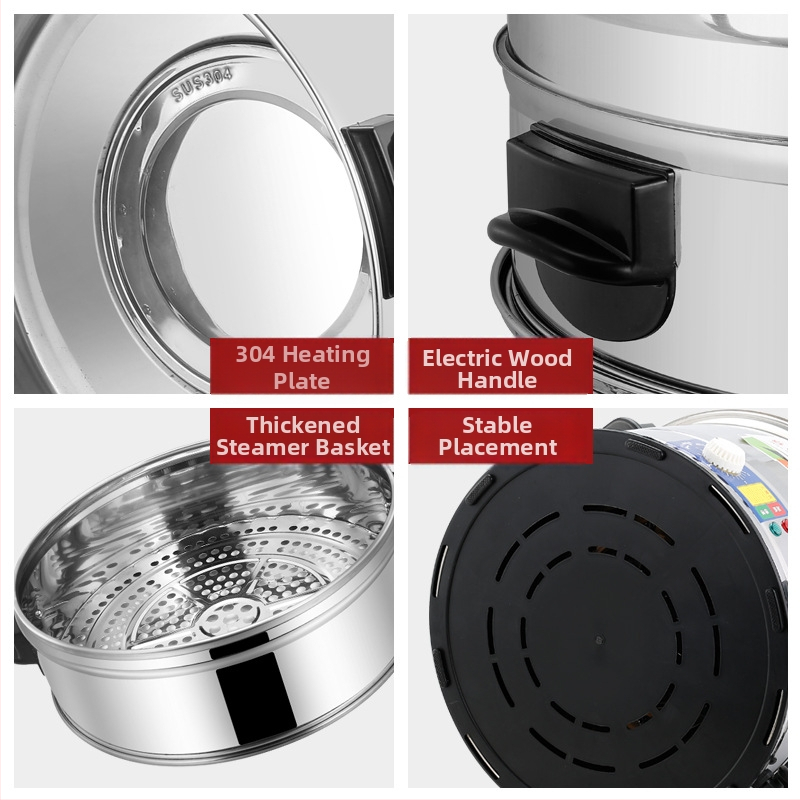 Komerčný elektrický parník s viac ako tromi vrstvami, objem 10 L+ , 3200 W, 220 V / 50 Hz, mechanické ovládanie