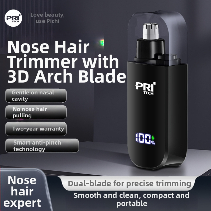 Elektrický zastrihávač nosových chĺpkov (telo z ABS; vymeniteľná a umývateľná čepeľ; vstavaná batéria; výdrž batérie viac ako 7 dní)