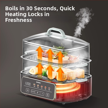 Dg-10a Nerezová oceľová parovacia jednotka – kapacita >10 L, viac ako 3 vrstvy, 1200W, 220V, funkcie: parenie, varenie, vyprážanie, hot pot