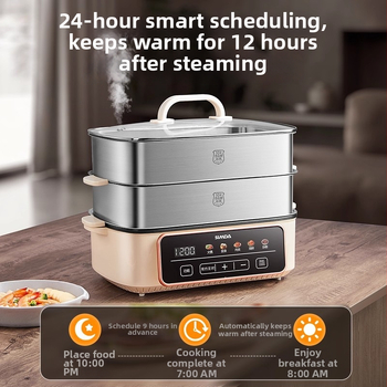 Dg-10a Nerezová oceľová parovacia jednotka – kapacita >10 L, viac ako 3 vrstvy, 1200W, 220V, funkcie: parenie, varenie, vyprážanie, hot pot