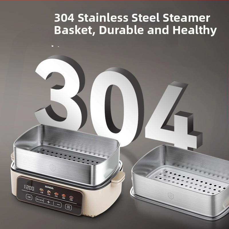 Dg-10a Nerezová oceľová parovacia jednotka – kapacita >10 L, viac ako 3 vrstvy, 1200W, 220V, funkcie: parenie, varenie, vyprážanie, hot pot