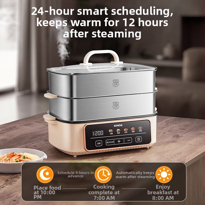 Dg-10a Nerezová oceľová parovacia jednotka – kapacita >10 L, viac ako 3 vrstvy, 1200W, 220V, funkcie: parenie, varenie, vyprážanie, hot pot