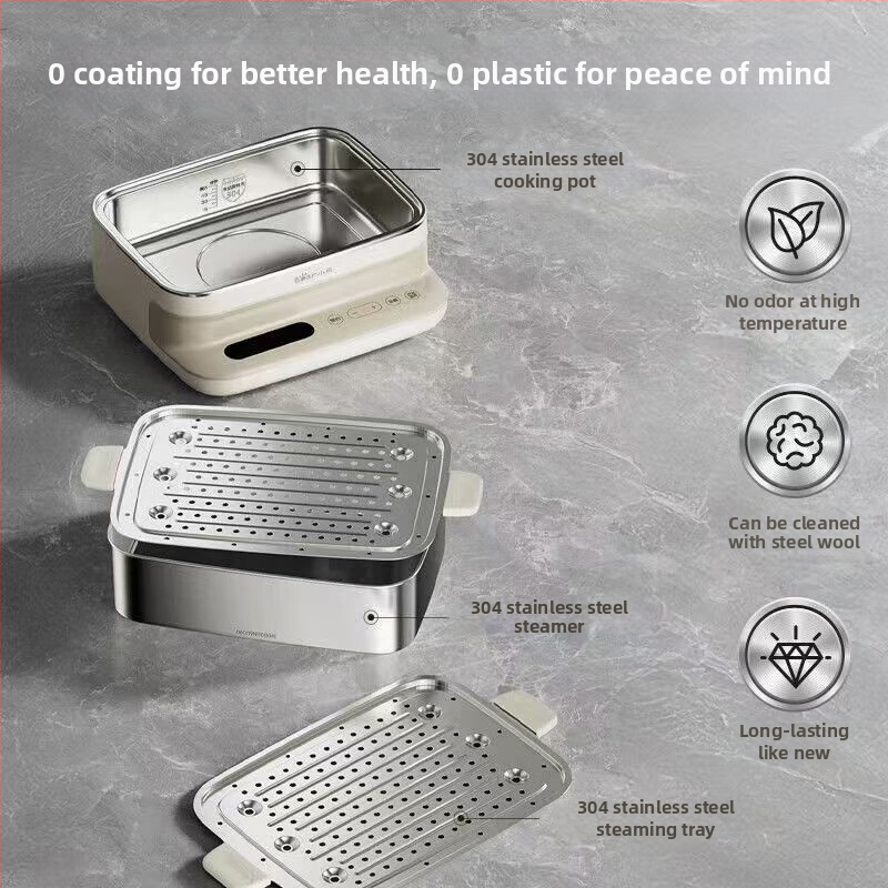 Bear gătitor cu aburi electric, din oțel inoxidabil, două niveluri, 16,5 L, 2000 W, control cu microcomputer, 220 V.