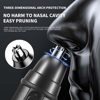 Električni trimer za nosne dlačice, s ugrađenom baterijom, punjiv, odvojiva oštrica, ABS kućište, trajanje baterije preko 7 dana