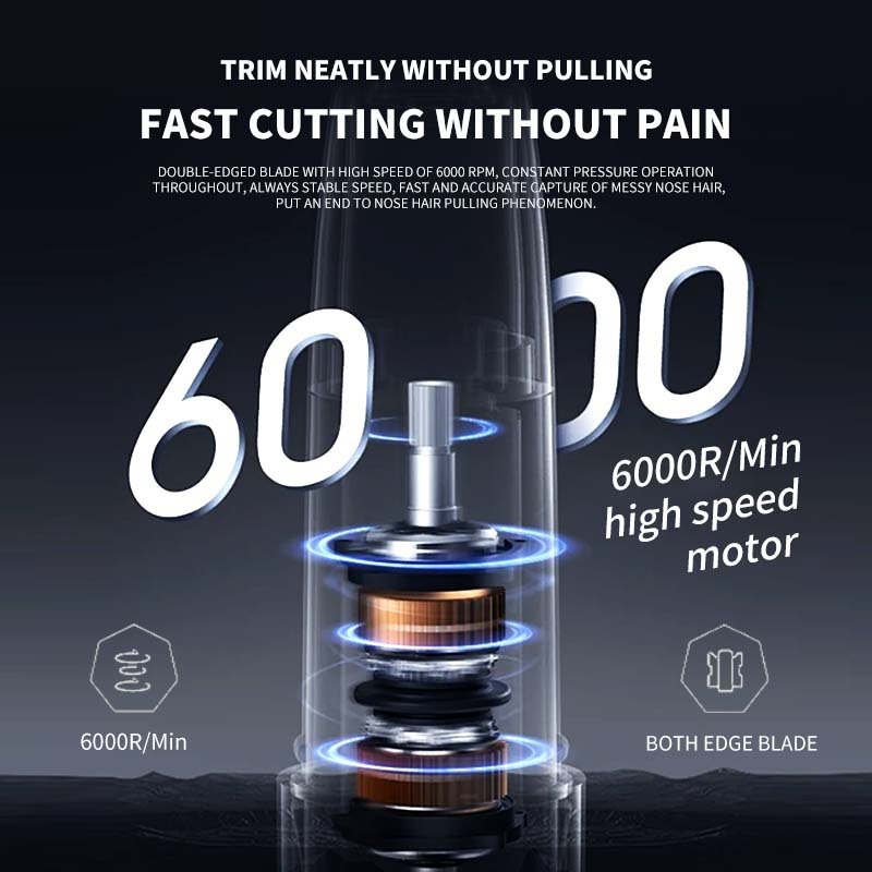 Električni trimer za nosne dlačice, s ugrađenom baterijom, punjiv, odvojiva oštrica, ABS kućište, trajanje baterije preko 7 dana