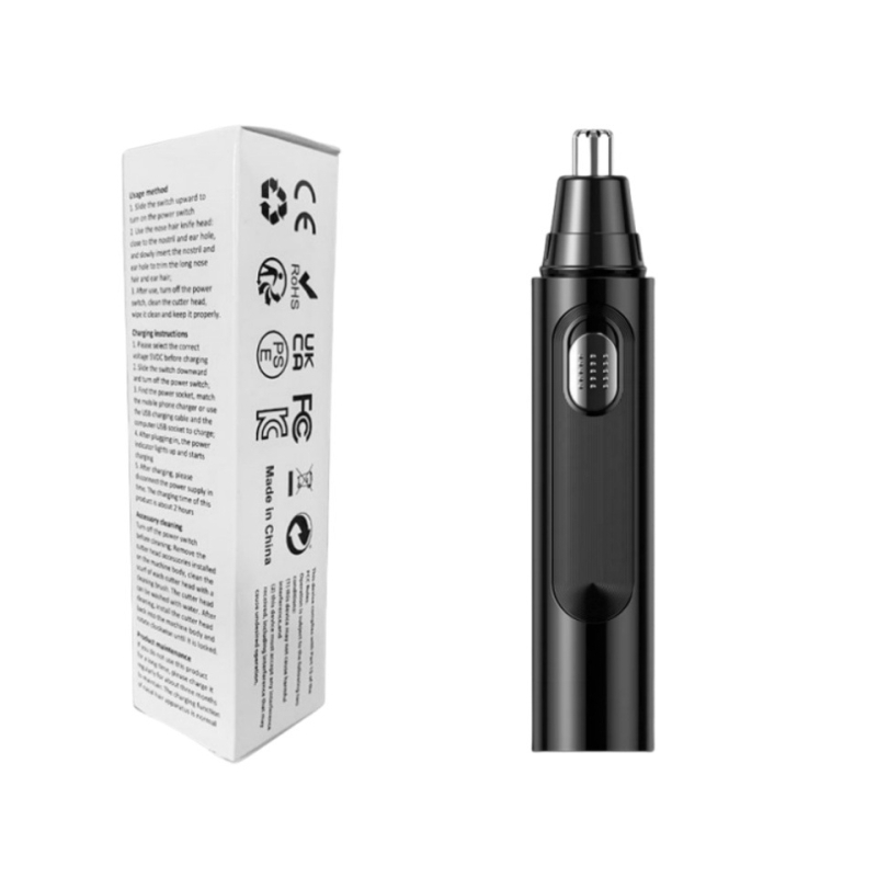 Električni trimer za nosne dlačice, s ugrađenom baterijom, punjiv, odvojiva oštrica, ABS kućište, trajanje baterije preko 7 dana