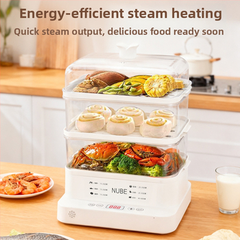 Elektrický parný hrniec s veľkou kapacitou, 3+ poschodia, 10 l a viac, tlačidkové ovládanie, vnútorný tank z PC, vhodné pre 2–3 osoby