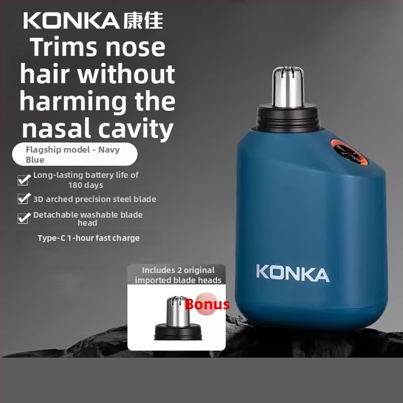 Elektrický zastrihávač nosových chĺpkov, vstavaná batéria 100–300 mAh, nabíjanie, výdrž viac ako 15 dní, vymeniteľná hlavica na čistenie