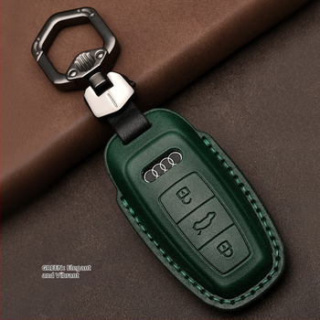 Kryt kľúča vozidla z top-grain hovädzej kože pre Audi, koža lisovaná za horúca, plný kryt, obchodný štýl, možnosť prispôsobenia