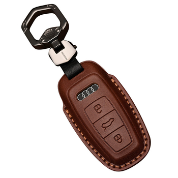 Husă cheie auto din piele de vită top-grain pentru Audi, piele prelucrată prin presare la cald, acoperire completă, stil business, personalizare disponibilă