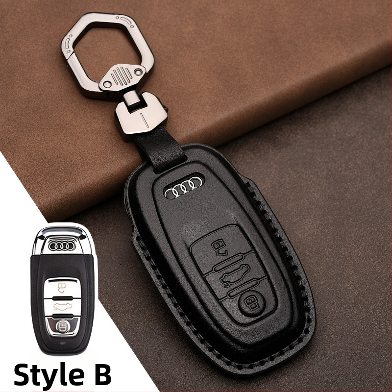 Kryt kľúča vozidla z top-grain hovädzej kože pre Audi, koža lisovaná za horúca, plný kryt, obchodný štýl, možnosť prispôsobenia