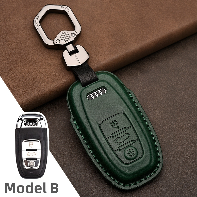 Kryt kľúča vozidla z top-grain hovädzej kože pre Audi, koža lisovaná za horúca, plný kryt, obchodný štýl, možnosť prispôsobenia