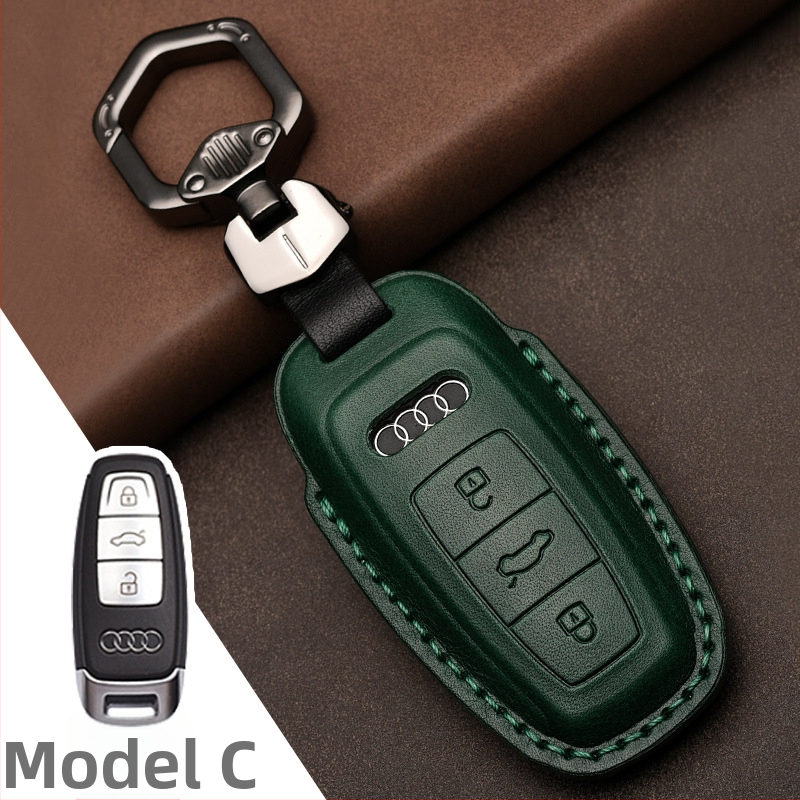 Kryt kľúča vozidla z top-grain hovädzej kože pre Audi, koža lisovaná za horúca, plný kryt, obchodný štýl, možnosť prispôsobenia