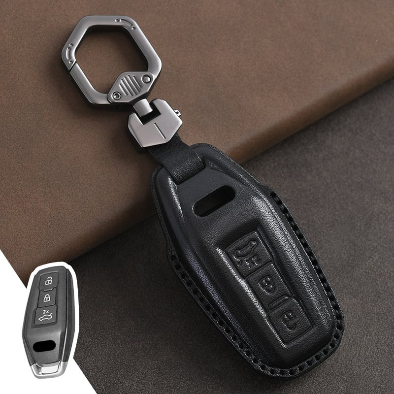 Husă cheie auto din piele de vită top-grain pentru Audi, piele prelucrată prin presare la cald, acoperire completă, stil business, personalizare disponibilă