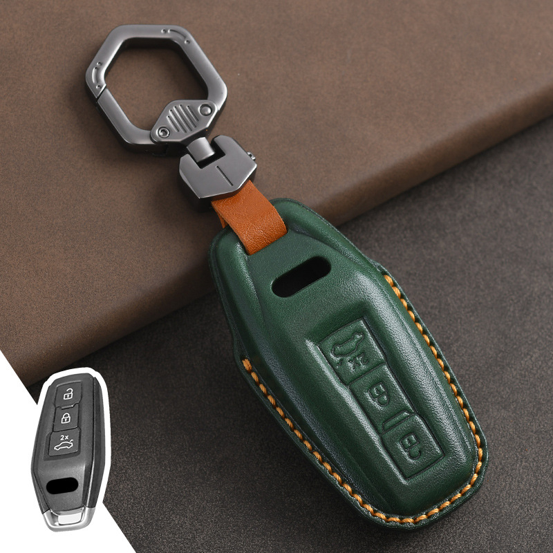 Husă cheie auto din piele de vită top-grain pentru Audi, piele prelucrată prin presare la cald, acoperire completă, stil business, personalizare disponibilă