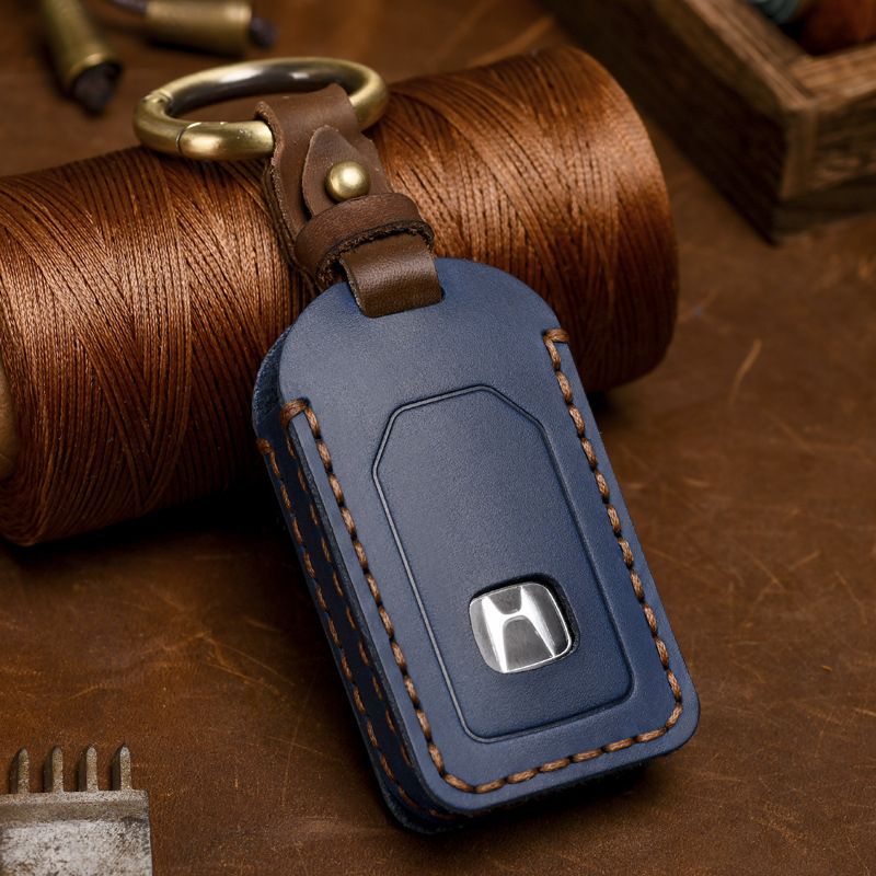 Carcasă pentru cheia Honda din piele Crazy Horse, stil retro, compatibilă cu Civic, CR-V, Hybrid, Odyssey, XRV