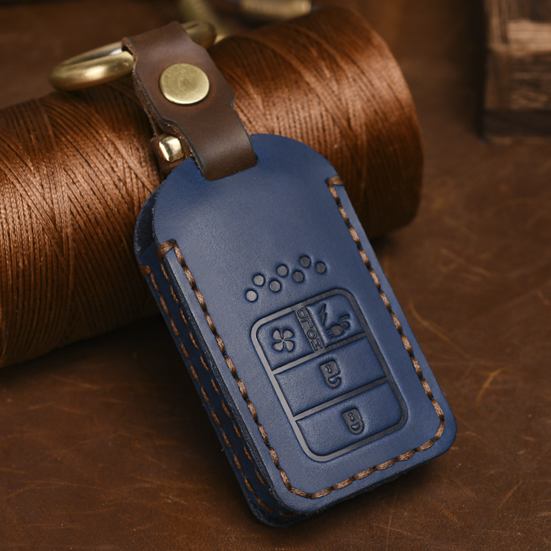 Carcasă pentru cheia Honda din piele Crazy Horse, stil retro, compatibilă cu Civic, CR-V, Hybrid, Odyssey, XRV